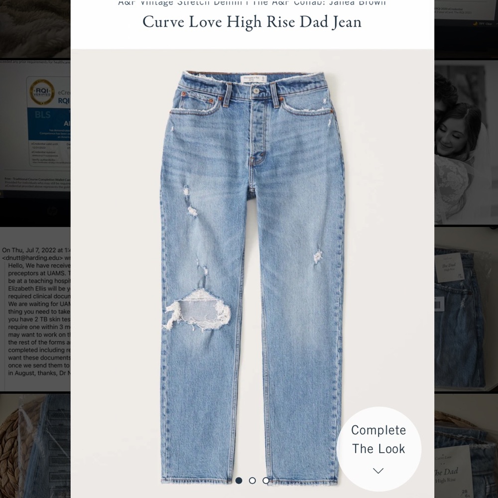 NWT Abercrombie Curve Love High rise dad jeans size 28/6